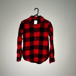SO | Women's XS | Red Plaid Button Up Long Sleeve Flannel Shirt 100% Cotton